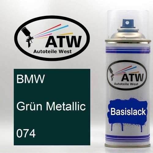 BMW, Grün Metallic, 074: 400ml Sprühdose, von ATW Autoteile West.